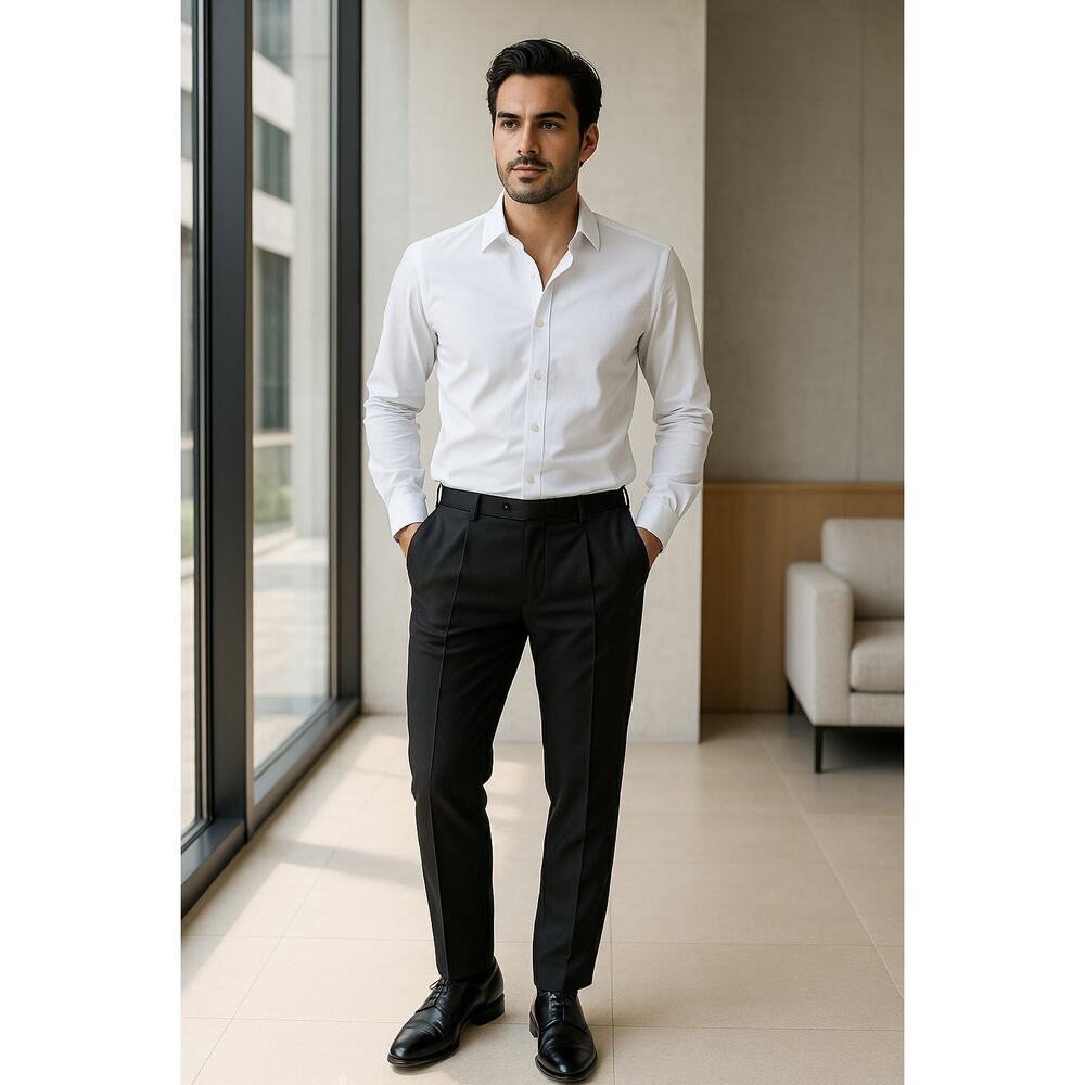 The Kooples Men’s Black Wool Dress Pants NWT Size 48 Slim Fit Satin Trim $375